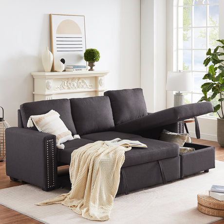 L-Shape 3 Seat Sectional Couch with Storage