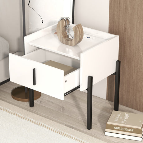 Nightstand with Drawer and USB Charging Ports