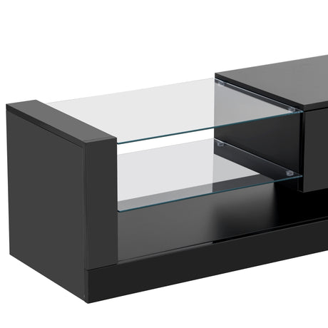 High Gloss TV Stand with Media Storage - 75 Inch, Black