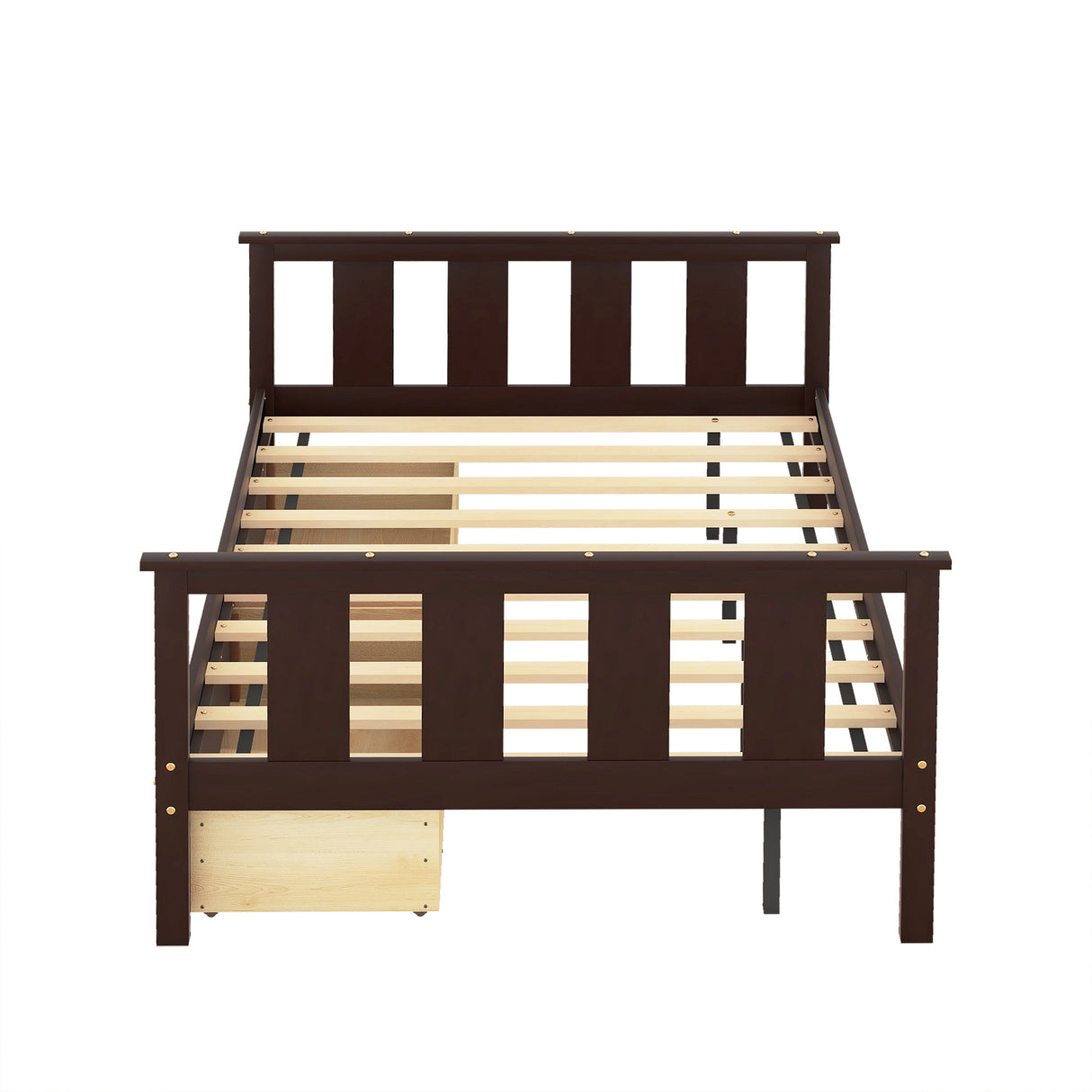 Full Size Platform Bed Wood Bed Frame with Storage Drawers; Espresso(Expect Arrival Date 3.7)