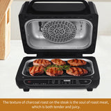 mart 7-in-1 Indoor Electric Grill Air Fryer Family Large Capacity with Air Crisp Dehydrate Roast Bake Broil Pizza and Cyclonic Grilling Technology Countertop Grill Stainless Steel