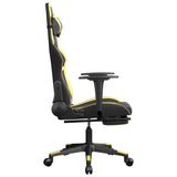 Massage Gaming Chair with Footrest Black&Gold Faux Leather