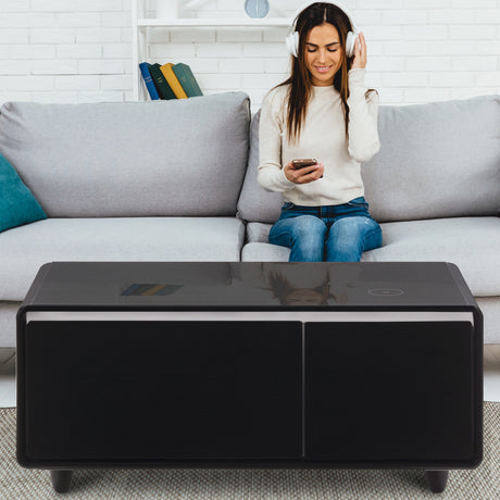 Modern Smart  Coffee Table with Built in Fridge