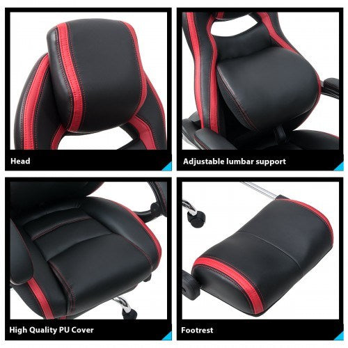 Racing Chair Gaming Chair Ergonomic Computer Chair PU Leather Swivel Office Chairs with Adjustable Lumbar Support Executive Swivel High Back Multifunction PU Reclining Sleeping Chair with Arms