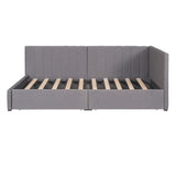 Upholstered Daybed with 2 Storage Drawers Twin Size Sofa Bed Frame No Box Spring Needed; Linen Fabric (Gray)