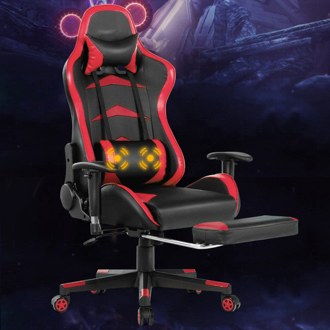 Massage Gaming Chair with Footrest