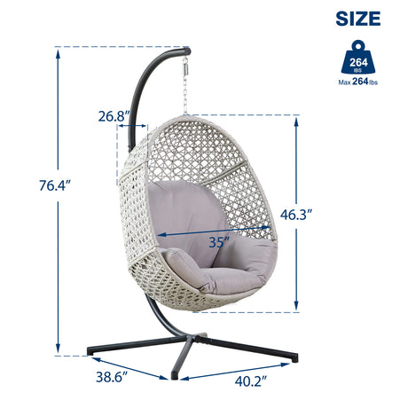 Large Hanging Egg Chair with Metal Stand and UV Resistant