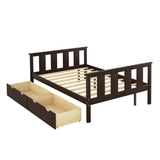 Full Size Platform Bed Wood Bed Frame with Storage Drawers; Espresso(Expect Arrival Date 3.7)