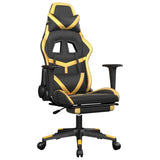 Massage Gaming Chair with Footrest Black&Gold Faux Leather