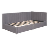 Upholstered Daybed with 2 Storage Drawers Twin Size Sofa Bed Frame No Box Spring Needed; Linen Fabric (Gray)