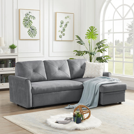 Pull Out Sleeper Sofa Reversible L-Shape 3 Seat Sectional