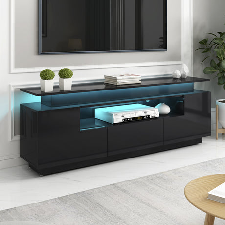 Stylish High Gloss TV Stand for 75"+ TV with LED Lights