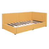 Upholstered Daybed with 2 Storage Drawers Twin Size Sofa Bed Frame No Box Spring Needed; Linen Fabric (Yellow)