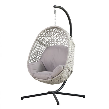 Large Hanging Egg Chair with Stand & UV Resistant Cushion