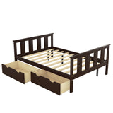 Full Size Platform Bed Wood Bed Frame with Storage Drawers; Espresso(Expect Arrival Date 3.7)