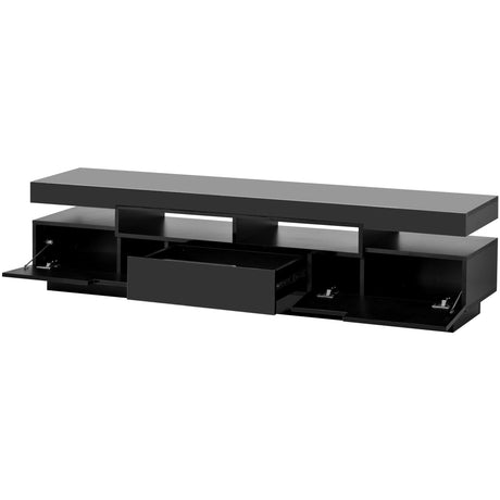 Modern High Gloss TV Stand for 75" TV with LED Lights