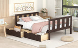 Full Size Platform Bed Wood Bed Frame with Storage Drawers; Espresso(Expect Arrival Date 3.7)