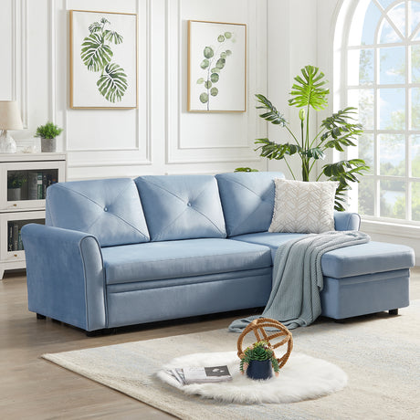 Pull Out Sleeper Sofa Reversible L-Shape 3 Seat Sectional