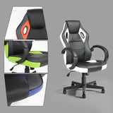 Gaming Office Chair with Fabric Adjustable Swivel; BLACK AND WHITE