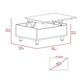 Lift Top Coffee Annapolis, Storage Compartment, White / Light Oak Finish