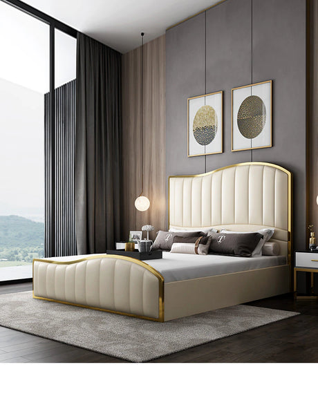 Modern Minimalist Leather Luxury High Bed